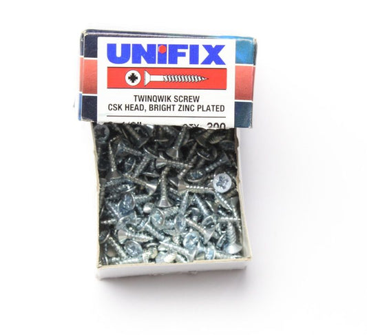 UNIFIX BZP CSK TWINTHREAD WOODSCREWS 6 x 1/2 BOX BOX 200 OJ077864