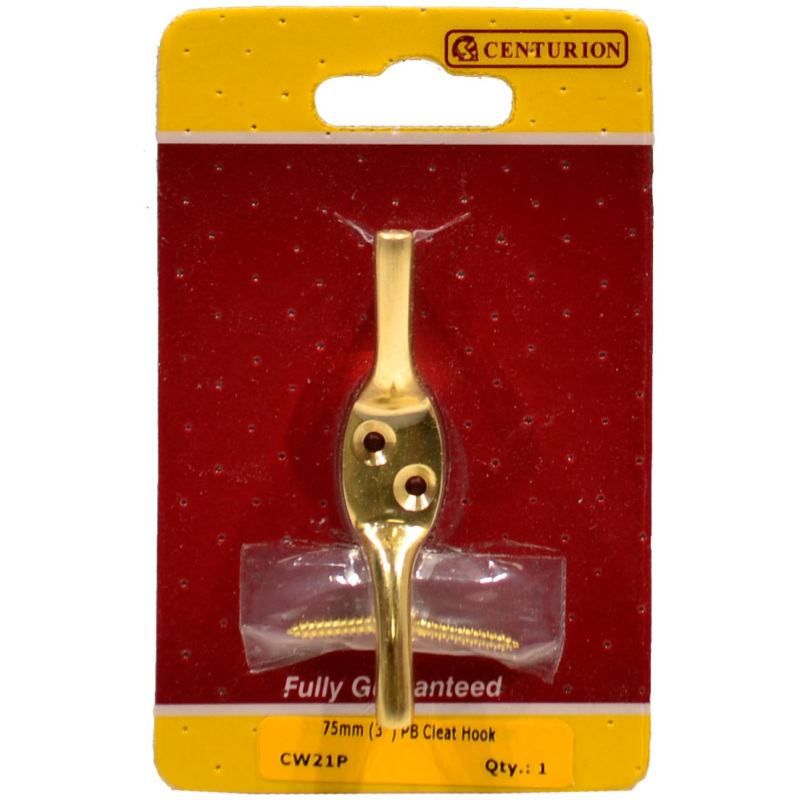 CENTURION CW21P CLEAT HOOK 75mm POLISHED BRASS
