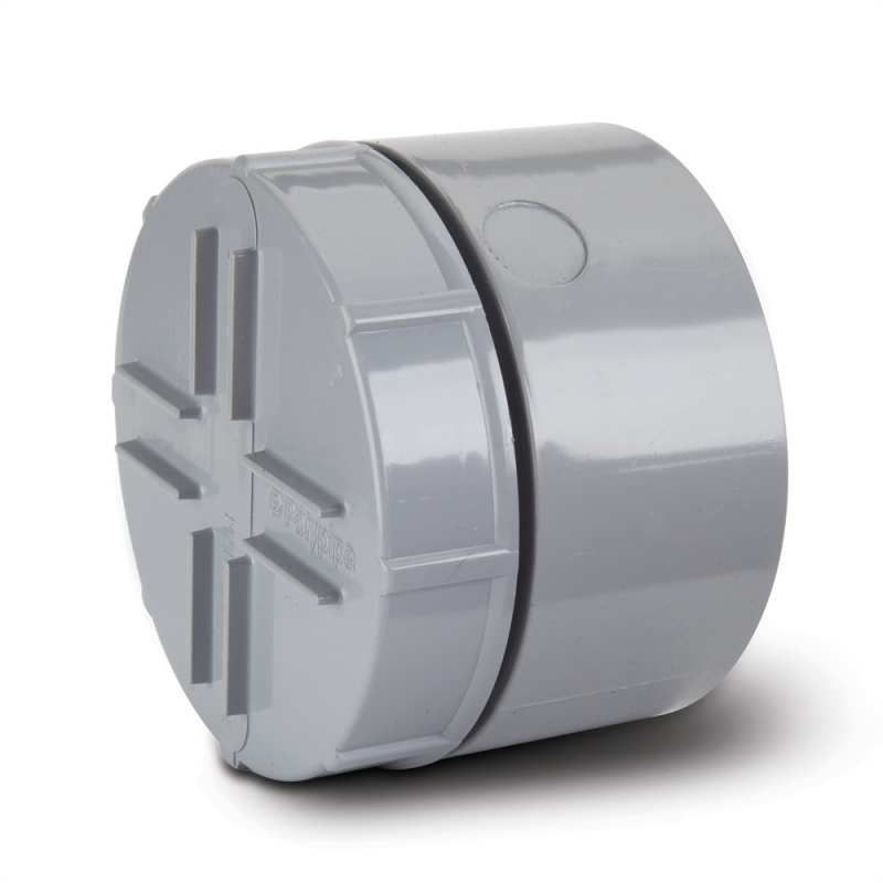 POLYPIPE SCREWED ACCESS CAP SOCKET TAIL 110mm SA63G GREY