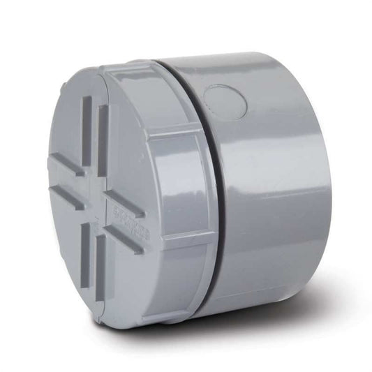 POLYPIPE SCREWED ACCESS CAP SOCKET TAIL 110mm SA63G GREY