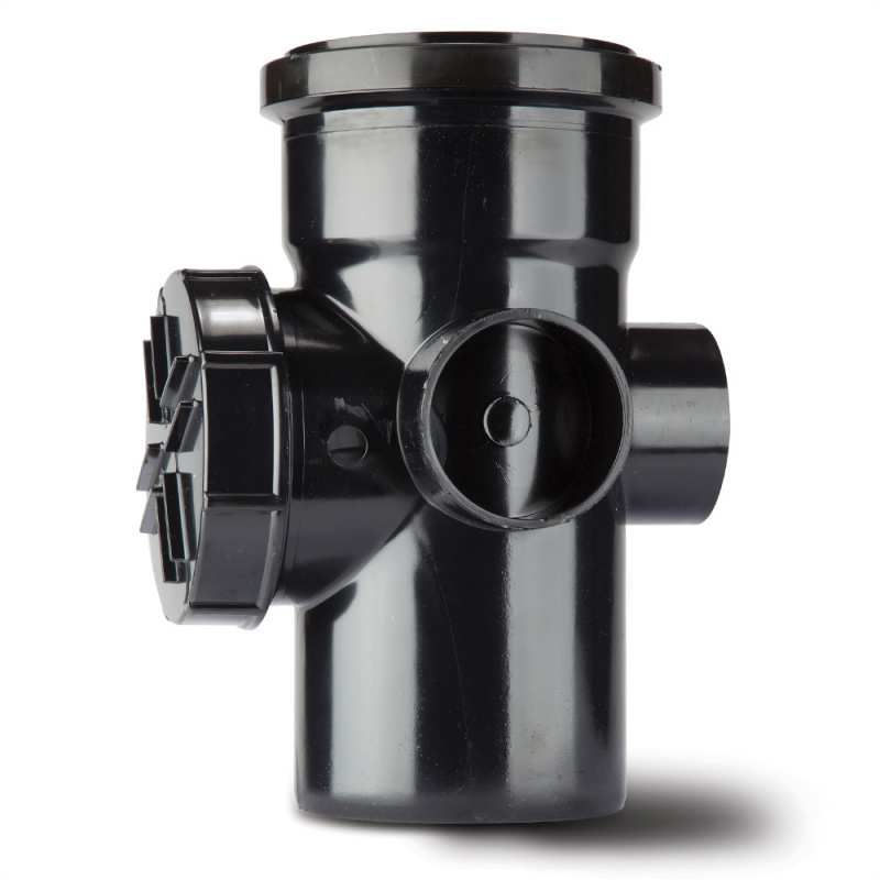 POLYPIPE SOIL ACCESS PIPE SINGLE SOCKET 110mm SA43B BLACK