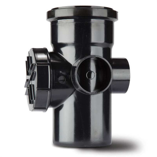 POLYPIPE SOIL ACCESS PIPE SINGLE SOCKET 110mm SA43B BLACK