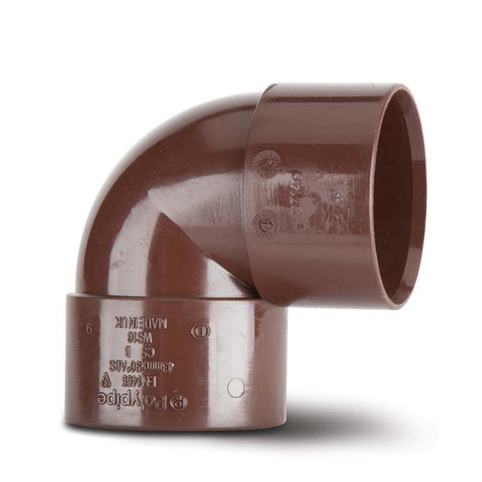 POLYPIPE ABS KNUCKLE BEND 40mm x 90deg BROWN WS16BR