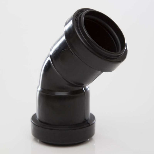 POLYPIPE PUSHFIT WASTE OBTUSE BEND 32mm x 45deg WP17B BLACK