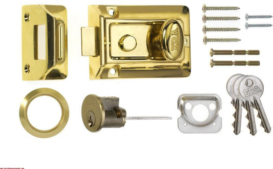 ERA TRADITIONAL NIGHTLATCH 60mm BRASS VISI PACK 133-32