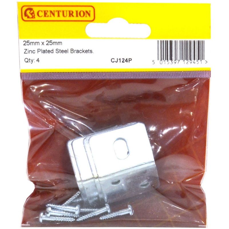 CENTURION CJ124P ZINC PLATED SLOTTED STEEL BRACKET 25 x 25mm