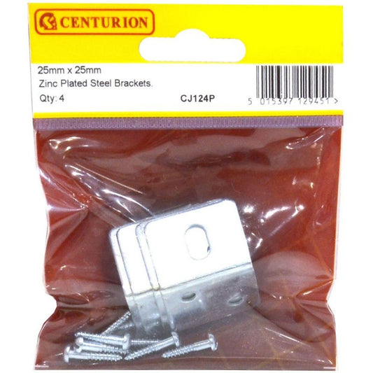 CENTURION CJ124P ZINC PLATED SLOTTED STEEL BRACKET 25 x 25mm