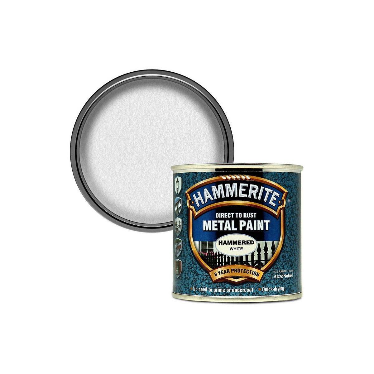 HAMMERITE HAMMERED FINISH PAINT 250ml WHITE 5084836