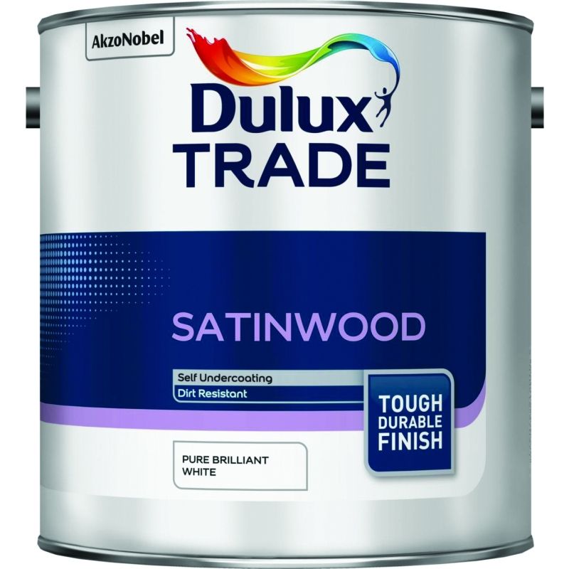 DULUX TRADE SATINWOOD 2.5l PURE BRILLIANT WHITE 5183381