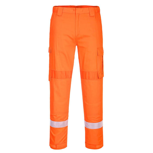 Bizflame Work Lightweight Stretch Panelled Trousers, L, R, Orange
