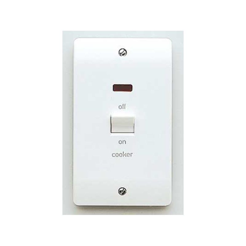 WEW 2-GANG DOUBLE POLE SWITCH MARKED COOKER 50a WHITE K5215CKWHI