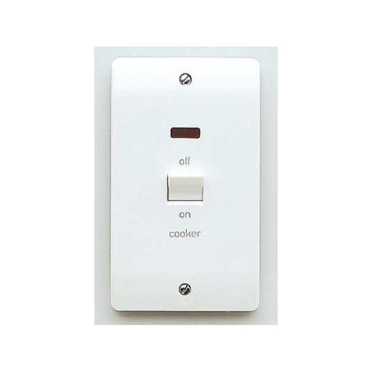 WEW 2-GANG DOUBLE POLE SWITCH MARKED COOKER 50a WHITE K5215CKWHI