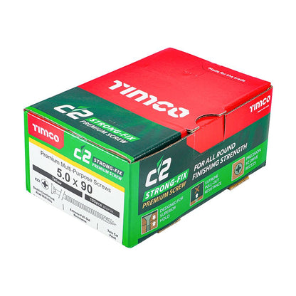 TIMCO STRONG-FIX MULTI-PURPOSE PZ2 CSK SCREWS 5.0 x 90mm (BOX 100) YELLOW 50090C2