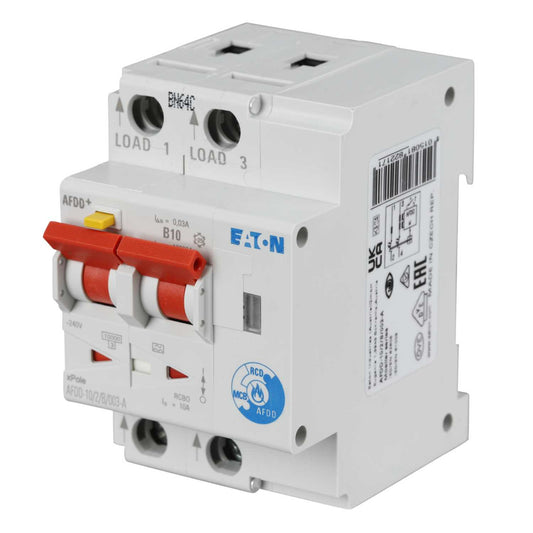 Eaton 10A Double Pole 3 Module B Curve 10kA 30mA Afdd