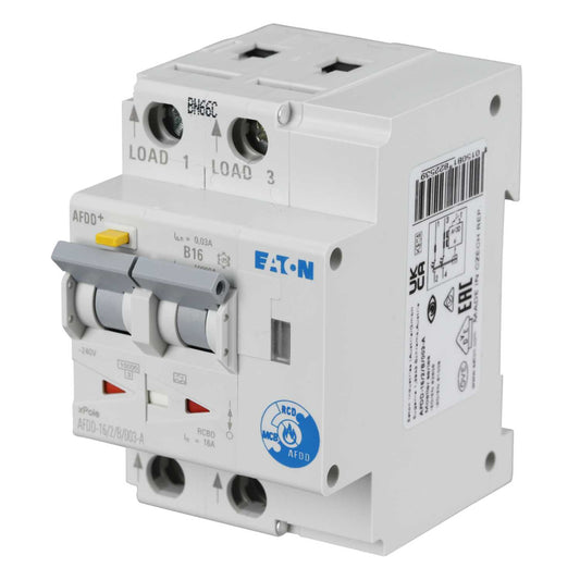 Eaton 16A Double Pole 3 Module B Curve 10kA 30mA Afdd
