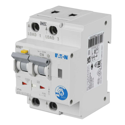 Eaton 16A Double Pole 3 Module C Curve 10kA 30mA Afdd