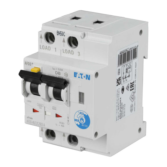 Eaton 40A Double Pole 3 Module C Curve 6kA 30mA Type A Afdd