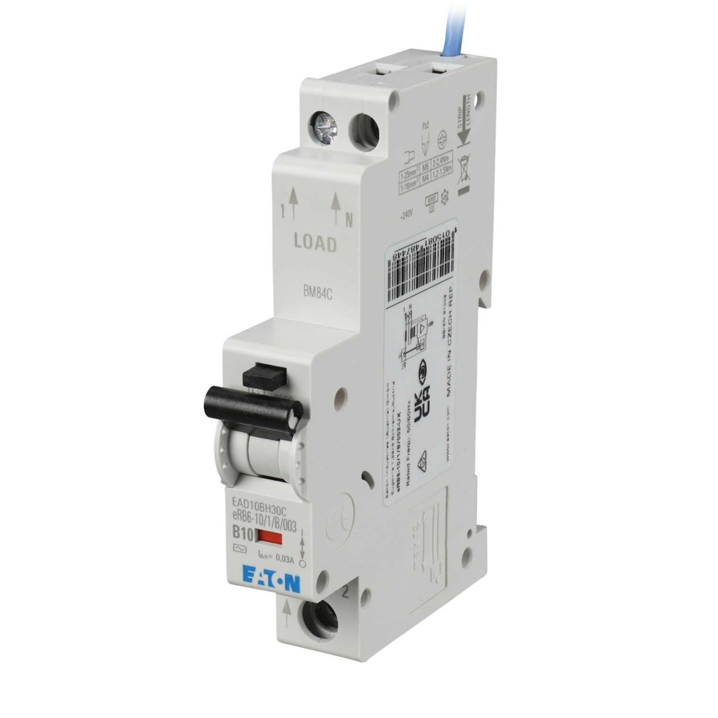 Eaton 10A Single Pole 1 Module B Curve 6kA 30mA Type AC Rcbo