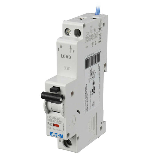 Eaton 40A Single Pole 1 Module B Curve 6kA 30mA Type AC Rcbo