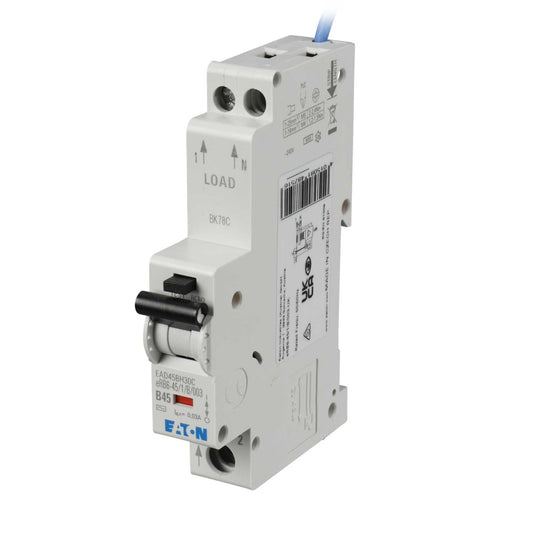 Eaton 45A Single Pole 1 Module B Curve 6kA 30mA Type AC Rcbo