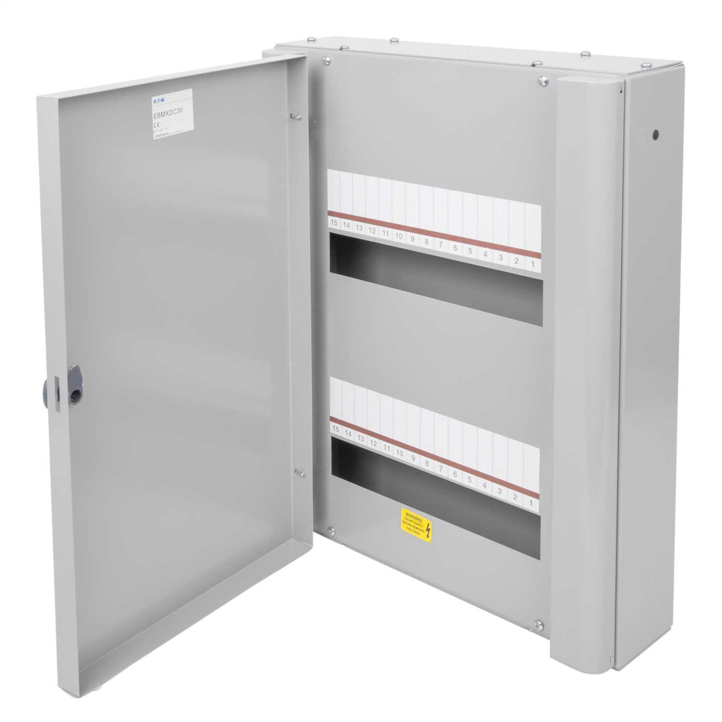 Eaton 2 x 15 Module Enclosure with DIN Rail Unglazed Door Grey