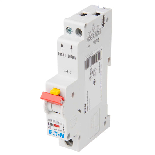 Eaton 10A Single Pole 1 Module B Curve 10kA 30mA Type A Rcbo