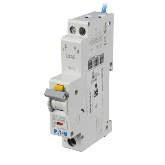 Eaton 16A Single Pole 1 Module B Curve 10kA 30mA Type A Rcbo