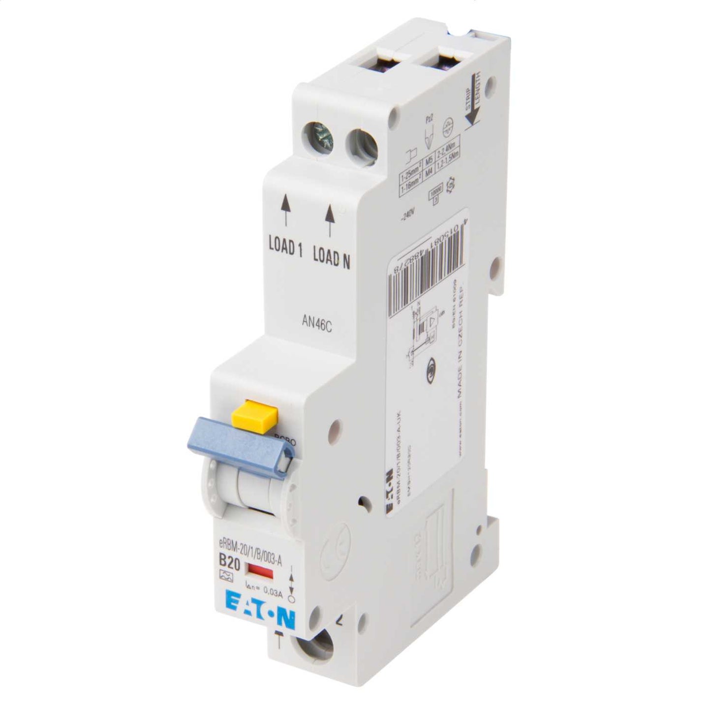 Eaton 20A Single Pole 1 Module B Curve 10kA 30mA Type A Rcbo