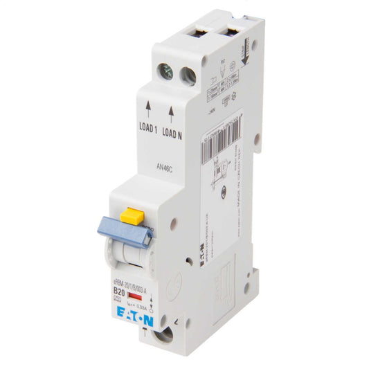 Eaton 20A Single Pole 1 Module B Curve 10kA 30mA Type A Rcbo