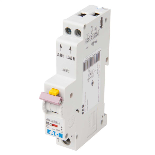 Eaton 32A Single Pole 1 Module B Curve 10kA 30mA Type A Rcbo