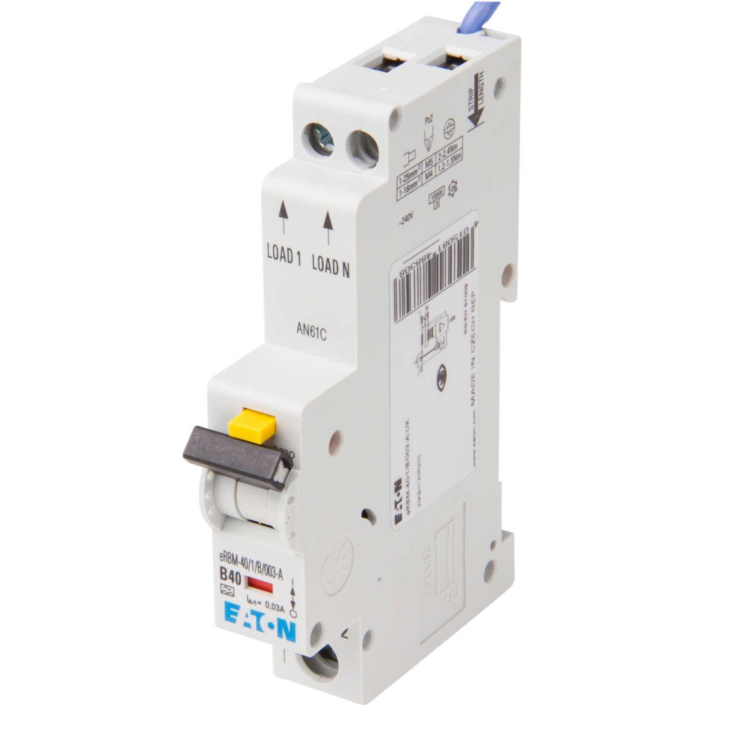 Eaton 40A Single Pole 1 Module B Curve 10kA 30mA Type A Rcbo
