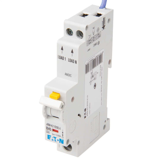Eaton 45A Single Pole 1 Module B Curve 10kA 30mA Type A Rcbo