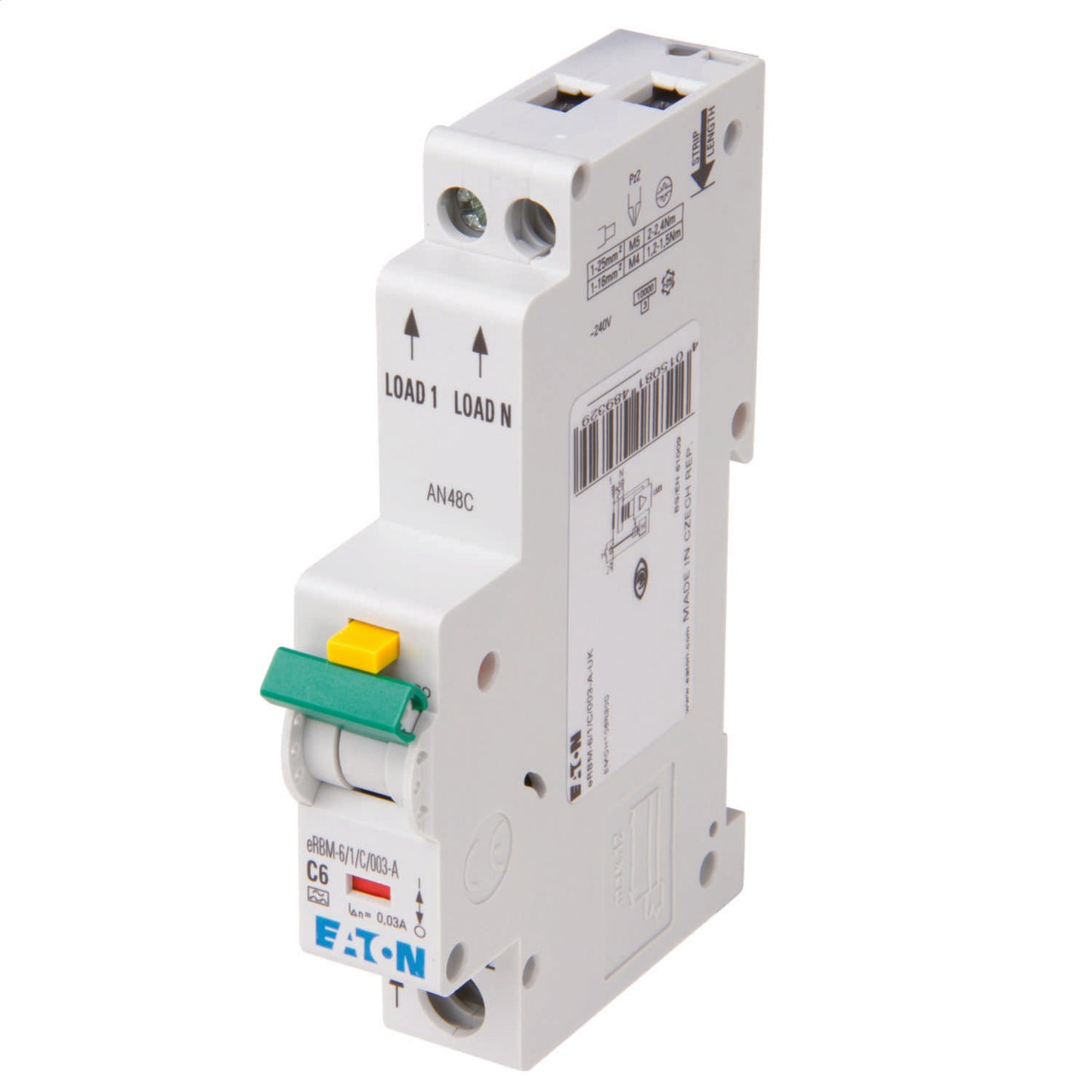 Eaton 6A Single Pole 1 Module C Curve 10kA 30mA Type A Rcbo