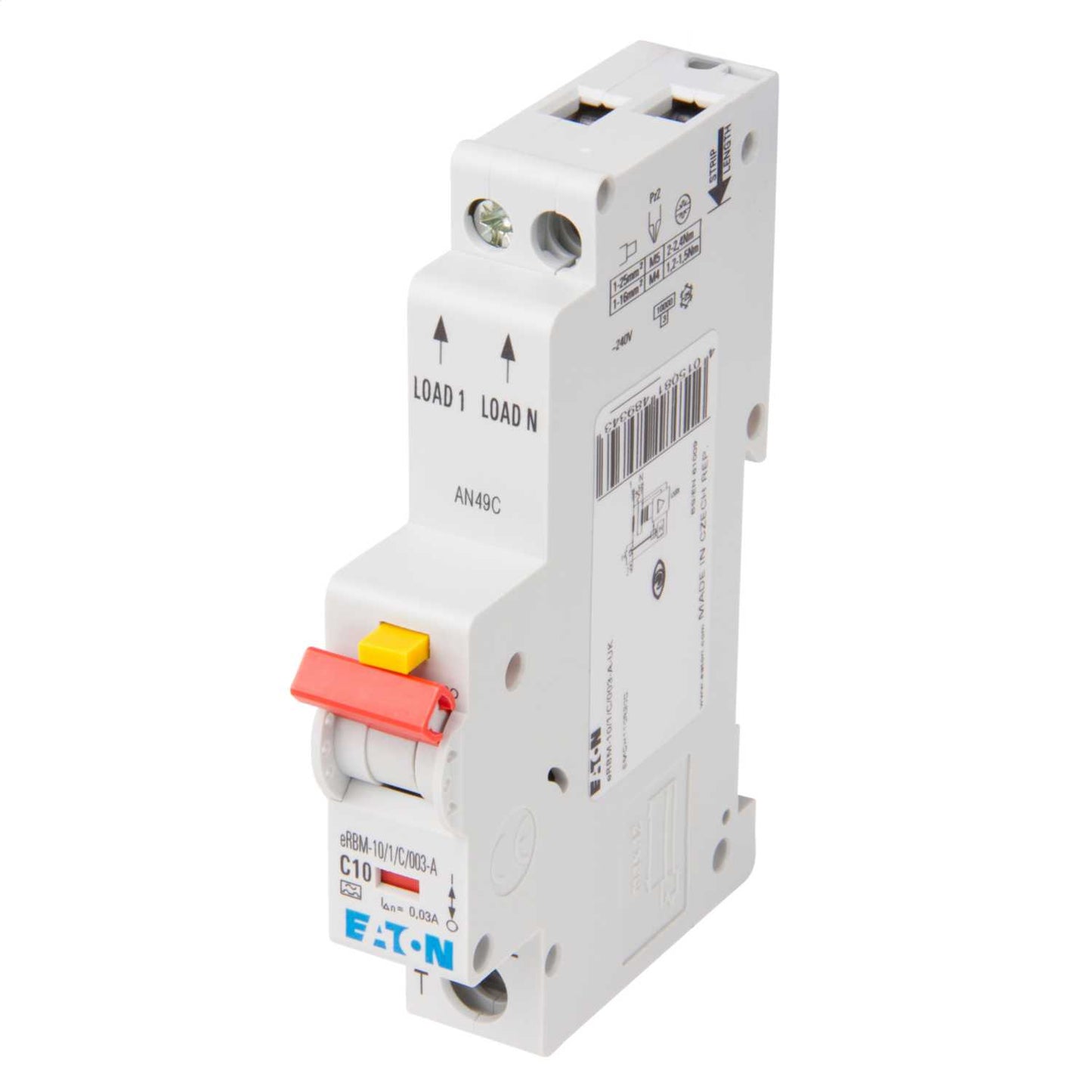 Eaton 10A Single Pole 1 Module C Curve 10kA 30mA Type A Rcbo