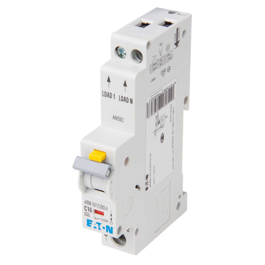 Eaton 16A Single Pole 1 Module C Curve 10kA 30mA Type A Rcbo