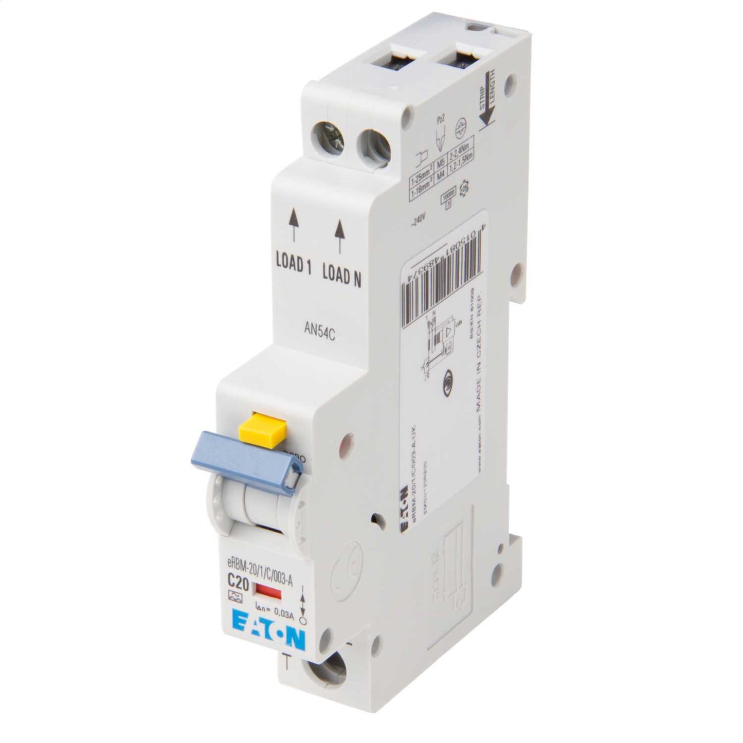 Eaton 20A Single Pole 1 Module C Curve 10kA 30mA Type A Rcbo
