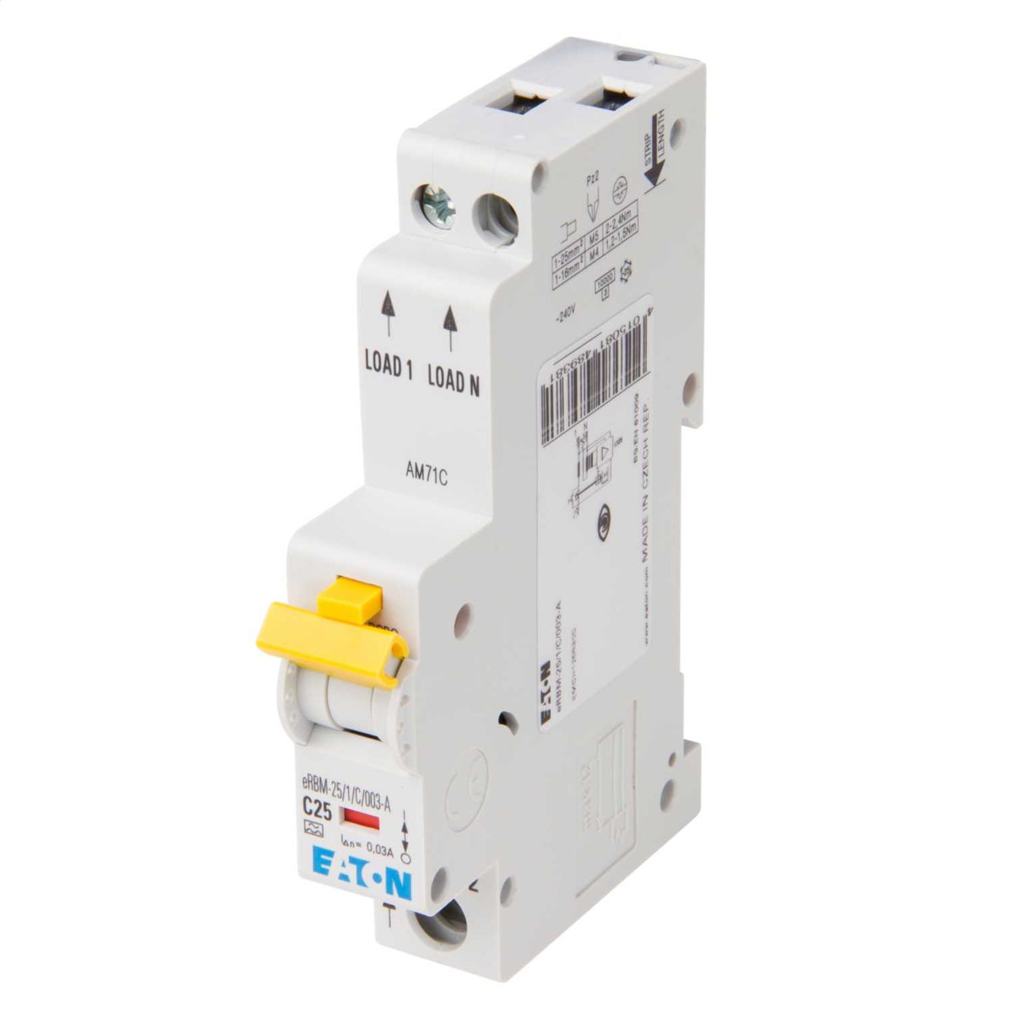 Eaton 25A Single Pole 1 Module C Curve 10kA 30mA Type A Rcbo