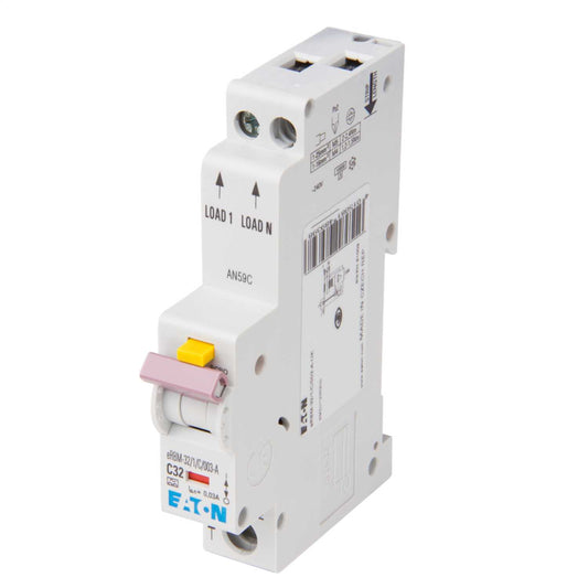Eaton 32A Single Pole 1 Module C Curve 10kA 30mA Type A Rcbo