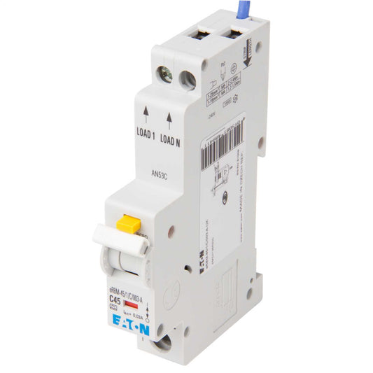 Eaton 45A Single Pole 1 Module C Curve 10kA 30mA Type A Rcbo