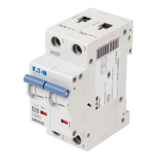 Eaton 20A Double Pole 10kA D Curve MCB