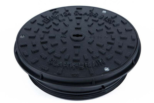 CLARK DRAIN DUCTILE IRON MANHOLE COVER 300mm DIAMETER B125 (POLY FRAME) CD1649KMB