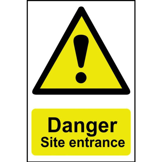 PVC SELF ADH SIGN 400mm WIDE x 600mm DANGER SITE ENTRANCE 4102