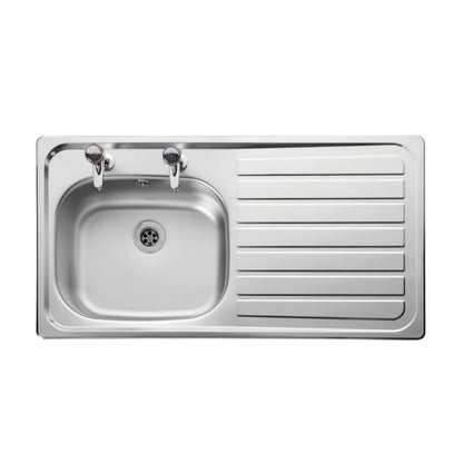 LEISURE LE95R/ LEXIN R/H DRAINER 1 BOWL 2TH SINK 950 x 508mm SATIN STAINLESS STEEL