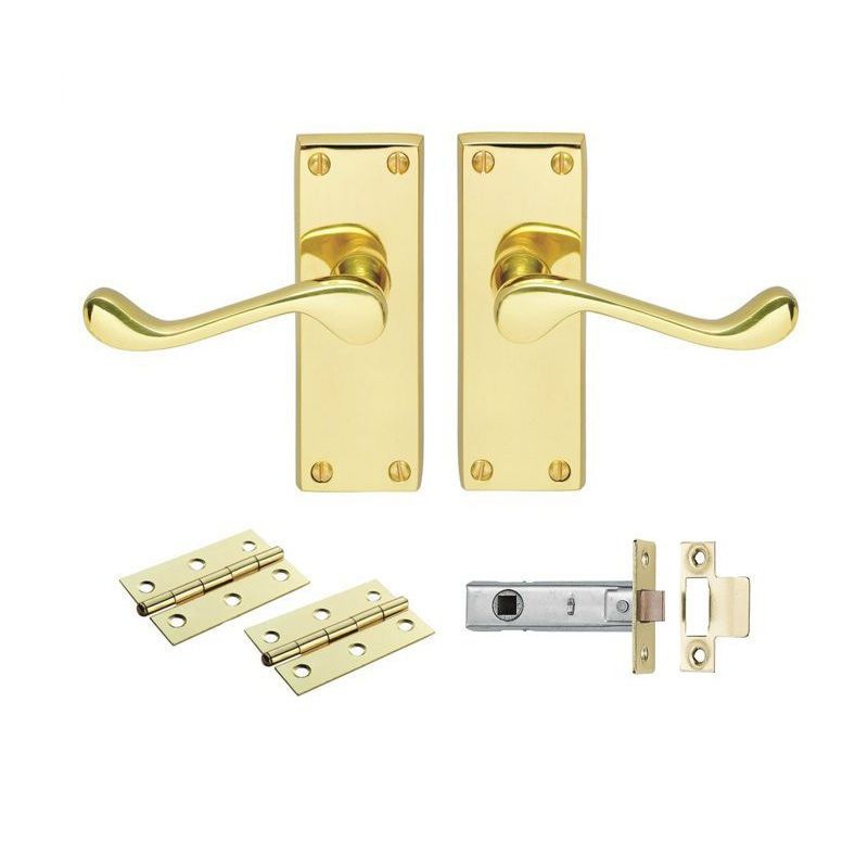 BRASS VICTORIAN SCROLL LATCH PACK BOXED GK002EB/INTB