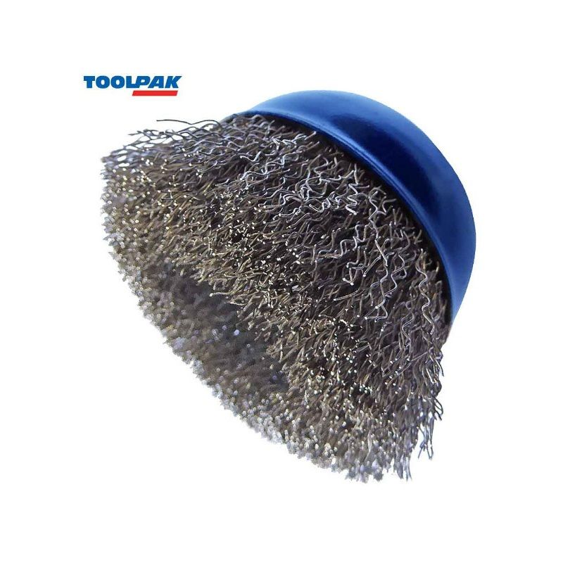 TOOLPAK WB02 CRIMPED CUPPED WIRE BRUSH 75mm M10 x 1.5mm BORE