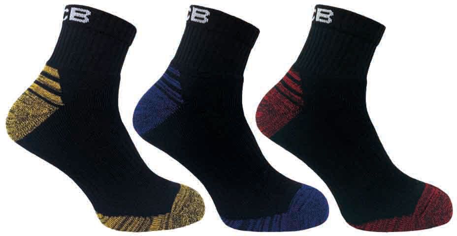 CLEVERSOCKS JCBX000132 3pk MENS JCB QUARTER SOCK COLOUR TWIST H/T Black - Size 6-11