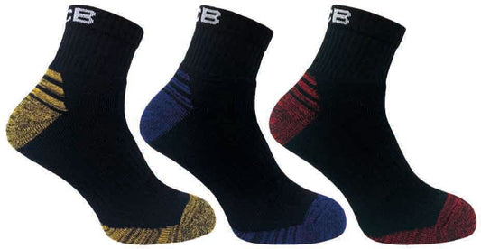 CLEVERSOCKS JCBX000132 3pk MENS JCB QUARTER SOCK COLOUR TWIST H/T Black - Size 6-11