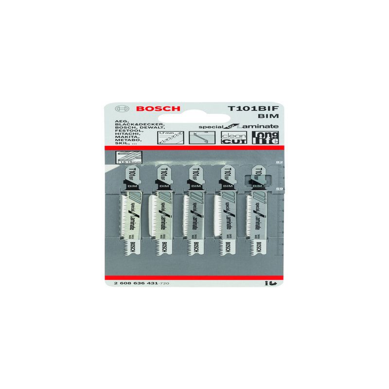 BOSCH 2608636431 PACK OF 5 T101BIF LAMINATE JIGSAW BLADES