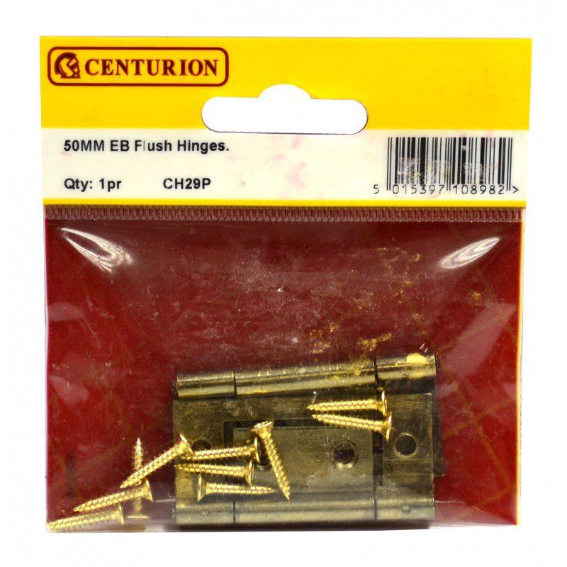 CENTURION CH29P ELECTRO BRASSED 50mm FLUSH HINGE PAIR