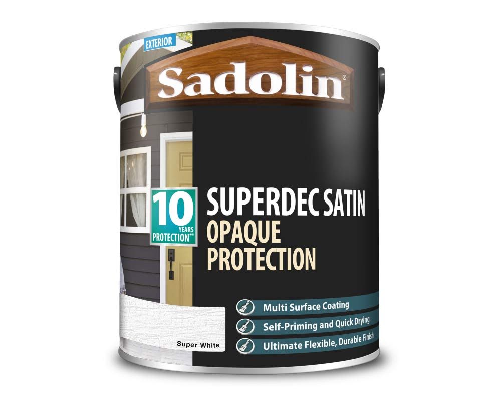 SADOLIN SUPERDEC OPAQUE EXTERIOR SATIN 5l SUPER WHITE 5028827
